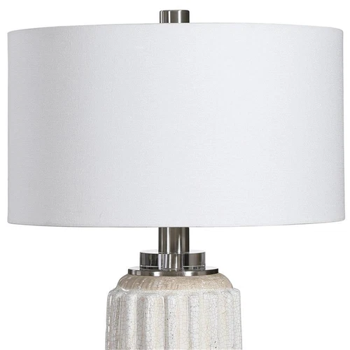 Uttermost Azariah Iron Ceramic and Fabric Crackle Table Lamp in White - Picture 4 of 9
