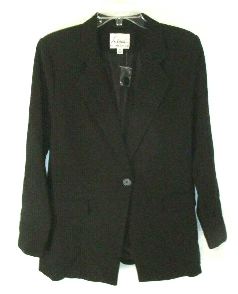 Linea Louis Dell'Olio Jacket Blazer One Button Sz 10 Black A302542