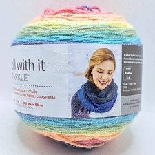 Red Heart Yarn Roll With It Sparkle Magic Dark Pastels/Sherbert Colors w/Tinsel