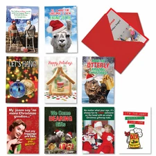 10 Assorted funny Xmas cards w/ 5x7" Envelopes - Holiday Laughs