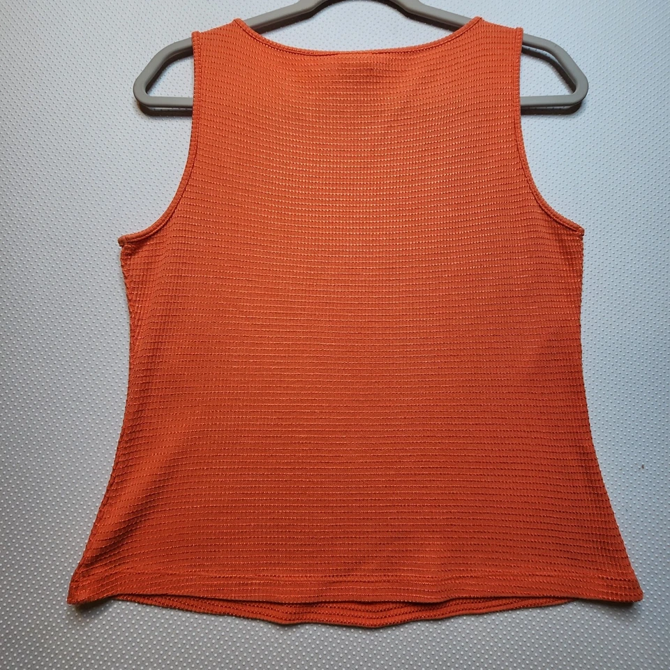 Camiseta sin mangas Copper Key para mujer grande naranja a rayas sin mangas mezcla de algodón Foto 3 de 4