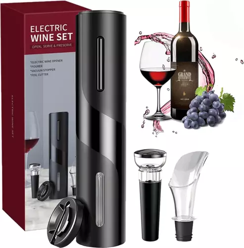Cavatappi Elettrico per Vino, Set Di Apri bottiglie Elettrico 5 in 1 TOP QUALITY - Foto 1 di 10