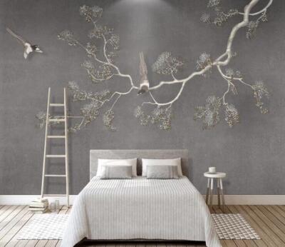 3D Brown Branch Bird 47189NA Wallpaper Wall Murals Removable Wallpaper Fay