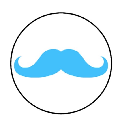 48 Blue Mustache! ENVELOPE SEALS LABELS STICKERS 1.2" ROUND - Afbeelding 1 van 1