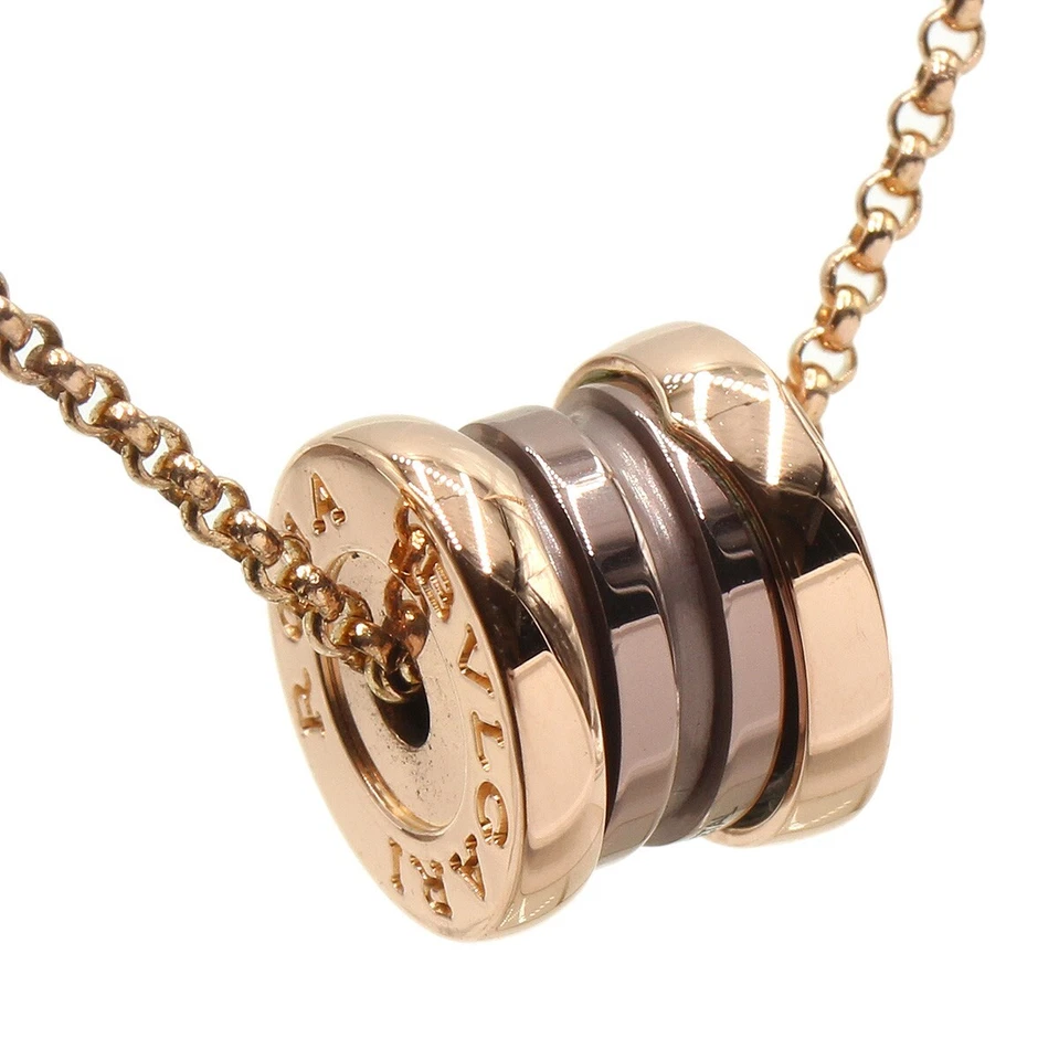 BVLGARI 18K Oro Rosa Negro Cerámica B-cero 1 Collar Colgante Excelente K2960 Foto 4 de 4