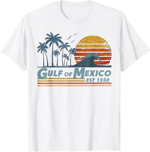 Gulf of Mexico Since 1550 Retro Vintage Beach T-Shirt - 第 1/5 張圖片