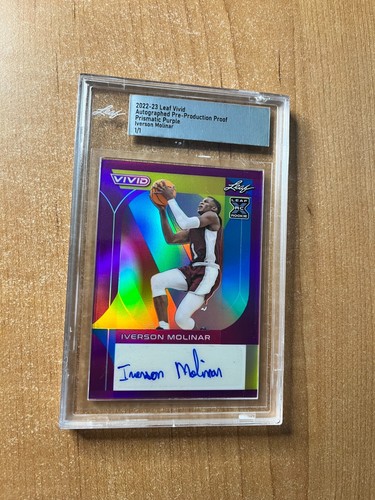 2022-23 Leaf Vivid - Iverson Molinar - lila prismatisch gebrammt Auto 1/1