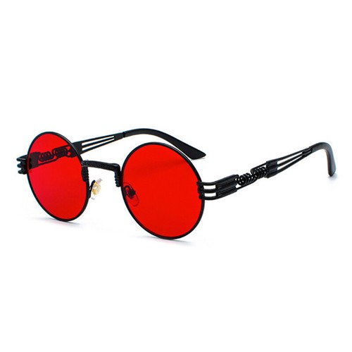 Mode Metall Retro runde Sonnenbrille UV400 Vintage 90er Jahre Gothic Steampunk Brille - Bild 23 von 30