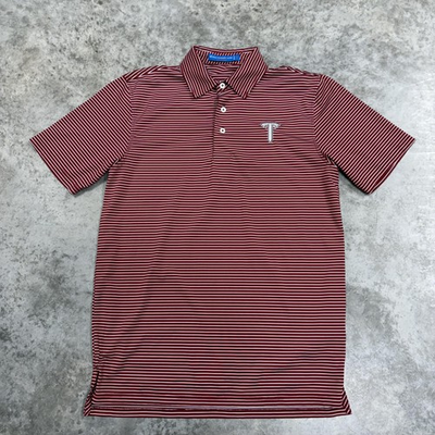 #ad Southern Tide Polo Shirt Mens Large Red Stripe Troy Trojans Golf Performance $29.99