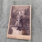 Late 1800's Cabinet Card Pretty Young Girl With Flowers AJ Aubert Chicago 1886 — photo 1