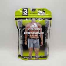 3 Pack Mens Adidas Performance Aeroready Quick Dry Boxer Briefs Grey/Black 2XL