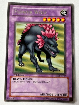 Yugioh Blumenwolf LOB-A107 1.AUFLAGE Rare Legend Of Blue Eyes Guter Zustand