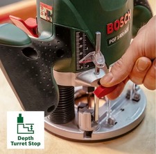 Bosch Fresatrice verticale POF 1400 ACE, 3 pinze di serraggio, fresa, guida para