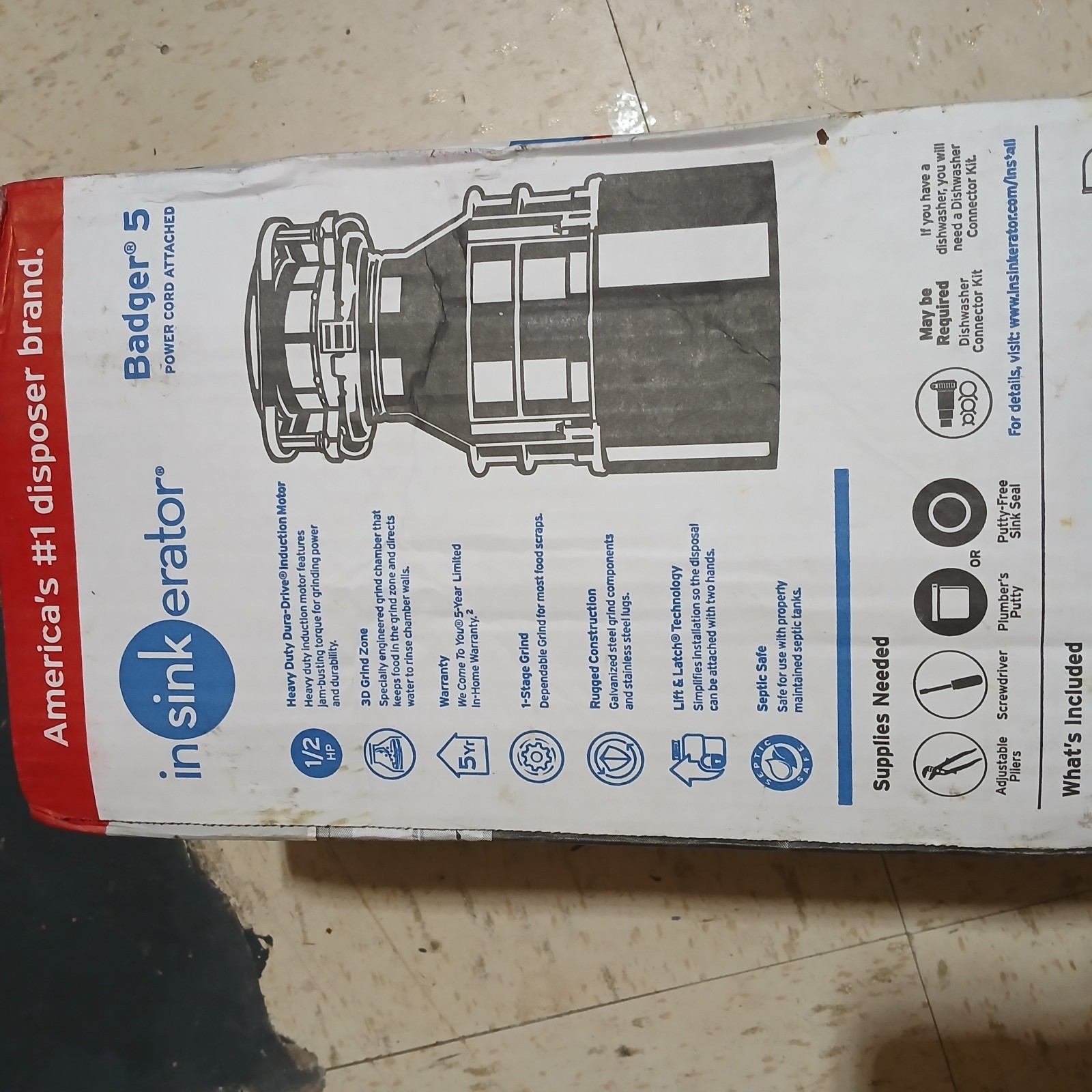 InSinkErator Badger 5 Garbage Disposal with Power Cord