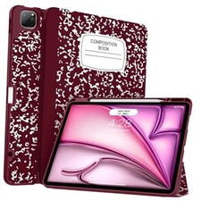  Case for iPad Air 13 Inch (M3/M2,2025-2024), iPad Pro 12.9" 6th/5th Book Wine