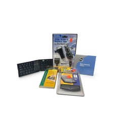 Vintage Palm Pilot Accessories Lot   Folding Keyboard, Travel Kit, Stylus NIP