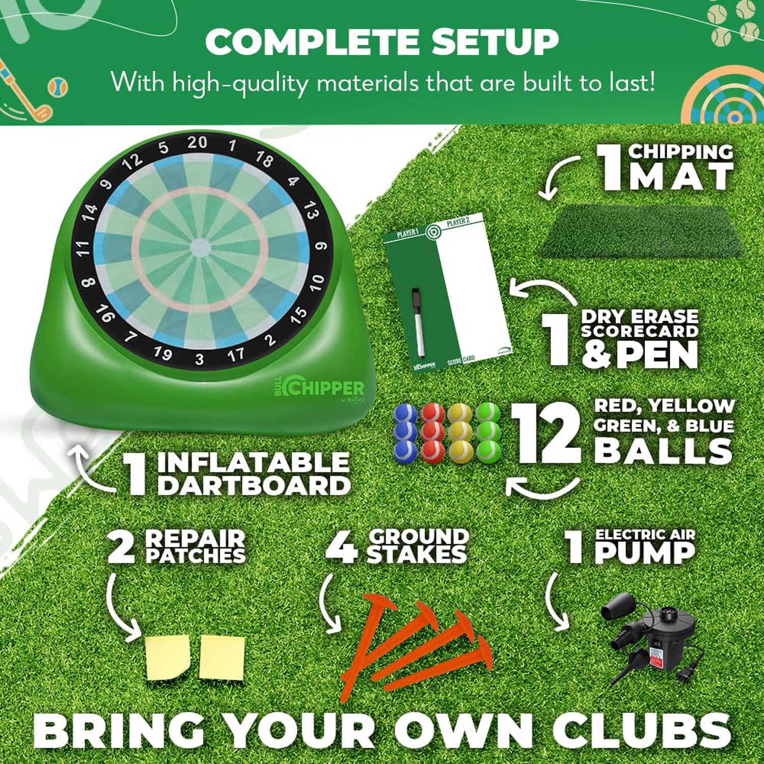 SWOOC Games &ndash; Bull Chipper&trade; | Giant Golf Darts (Over 6ft Tall) w/ 10+ Golf Ga...