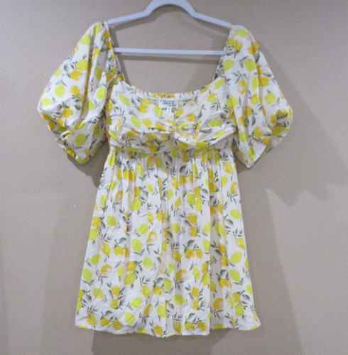 Trixxi Los Angeles Lemon Print Dress Women Med above knee  Swing Summer