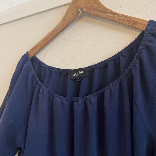 Belle Vere Size 18 Blue Off The Shoulder Short Sleeve Top - Picture 4 of 6