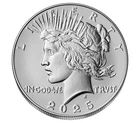 2025 Peace Uncirculated Silver Dollar  - 99.9% Silver Dollars