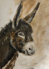 Acrylbild ORIGINAL Gemälde "ESEL" Aquarell Tier Unikat