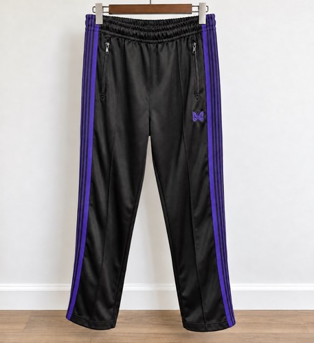 Needles, Needles Black & Purple Striped Track Pants Butterfly Logo Zipper Japan S FK382