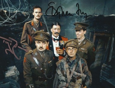 Tony Robinson und Stephen Fry handsigniertes 8x6 Zoll Foto Blackadder Black Adder