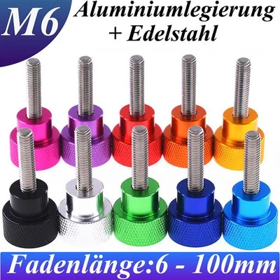 Rändelschraube Bolzen M6 Aluminiumlegierung+Edelstahl Schraubenlänge:6 - 100mm - Bild 1 von 4
