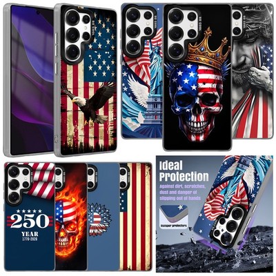 For Samsung Galaxy S26+ S25 S24 S23 S22 Flag Pattern Hard Laser Phone Case Cover