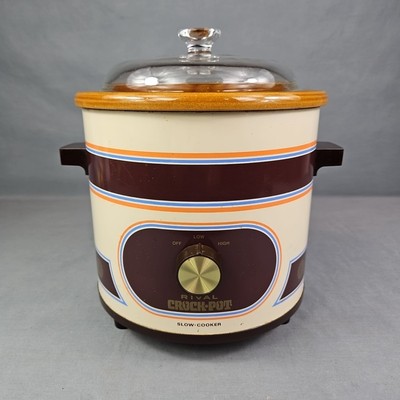 VTG Rival 3.5 Quart Crock Pot Slow Cooker Model 3100/2 MCM Brown Orange WORKS