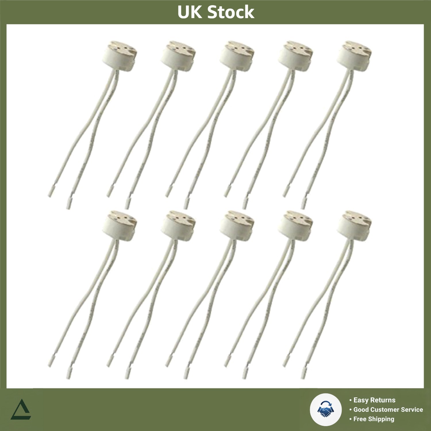 10pcs MR16 GU5.3 Lamp Holders - Easy Install Ceramic Socket Adapter