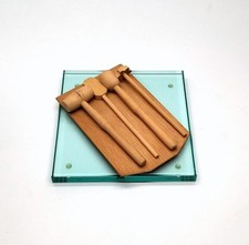 Set of Five Child  s Wooden Kitchen Utensils  Cutting Board Play Kitchen