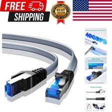 Cat 8 Ethernet Cable 3 ft, Nylon Braided High Speed Heavy Duty Network LAN Pa...