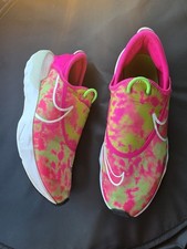 Nike Air Flow GS Big Girl  s Slip-On Athletic Shoe- Hot Pink  Lime Green Tie-Dye