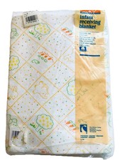 Vintage Carter's Baby Recieving Blanket 32x40 Cotton Bunny, Elephant, Birds New