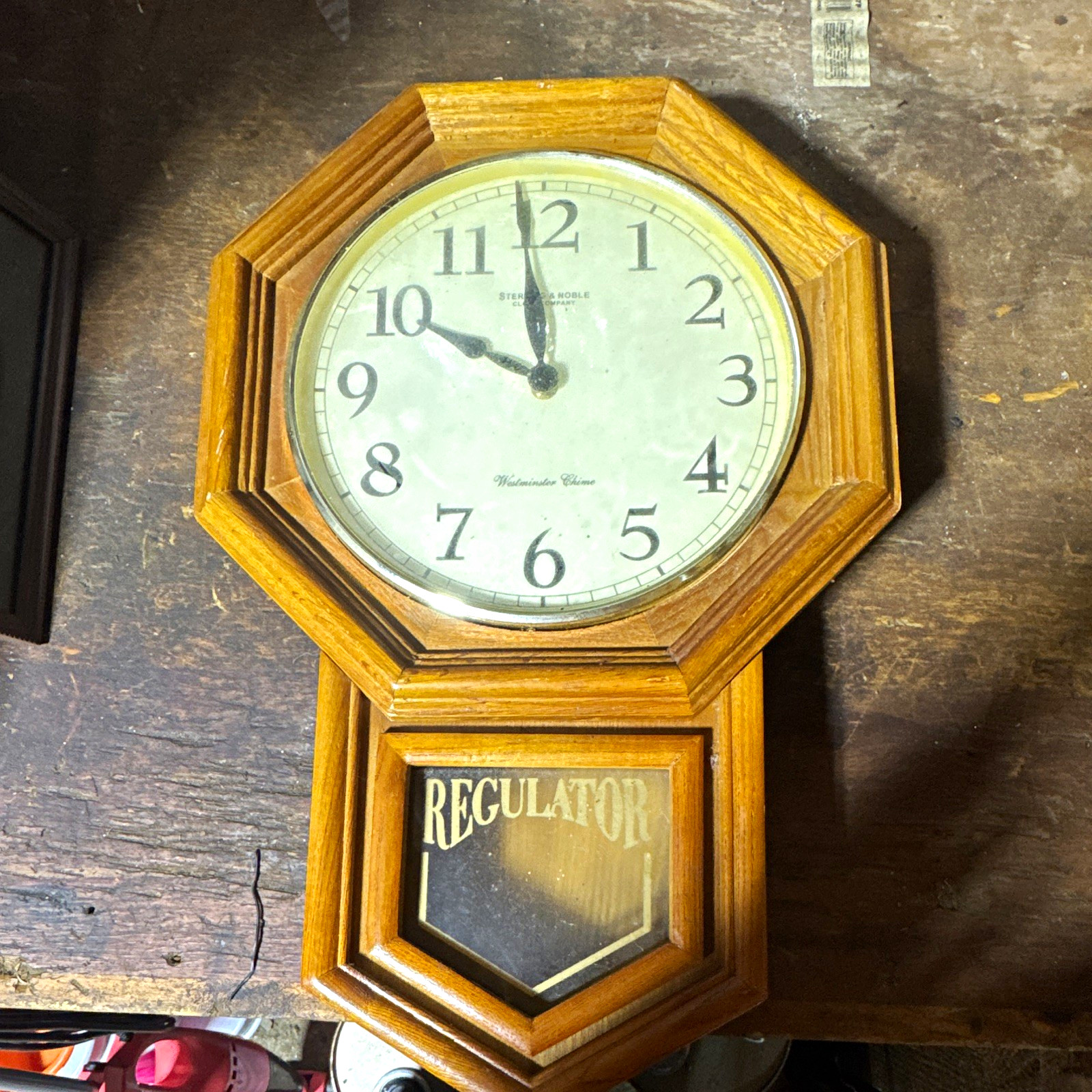 Sterling & Noble Regulator Wall Clock Westminster Chime Quartz Wood Octagon 1998