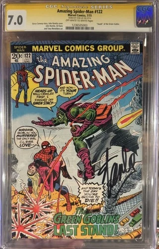 Amazing Spider-Man 122 CGC 7.0 Signed By Stan Lee Death Of Green Goblin