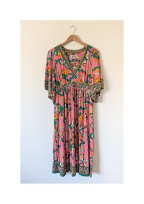 chinese dress ladies Maya Kimono Jersey Maxi Dress-Multi, Paradise Parrot