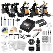 Inkstar Tattoo Kit 5 Machine Coil Gun Ace Set Radiant Colors Black Ink Dualpower