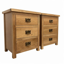 Oak 3 Drawer Wide Bedside – Pair of Oakcroft Jumbo Rustic Chest of Drawers