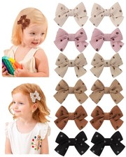 Hair Clips 12 PCS 2 Inch Small Bows Polka Dots Alligator Non Slip Girls Toddler