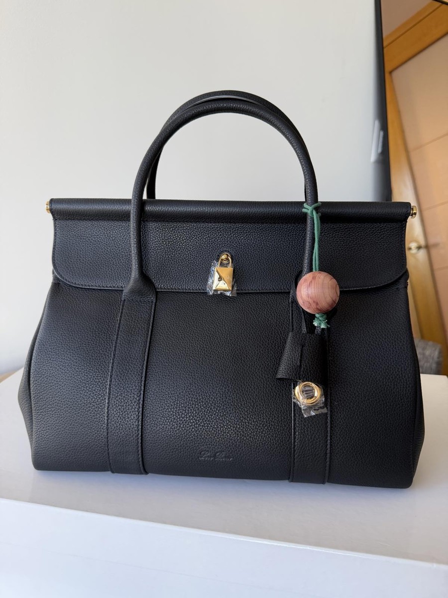 Loro Piana Loom Bag L32 Black Grained Calfskin Gold HW + Pouch