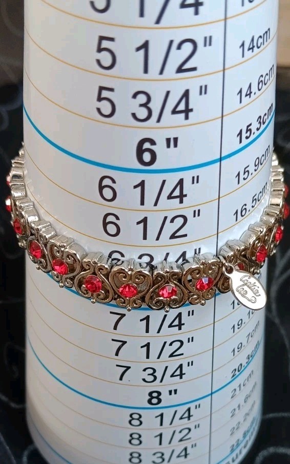 Cookie Lee Silver-tone  Scrollwork With Red Cryst… - image 5