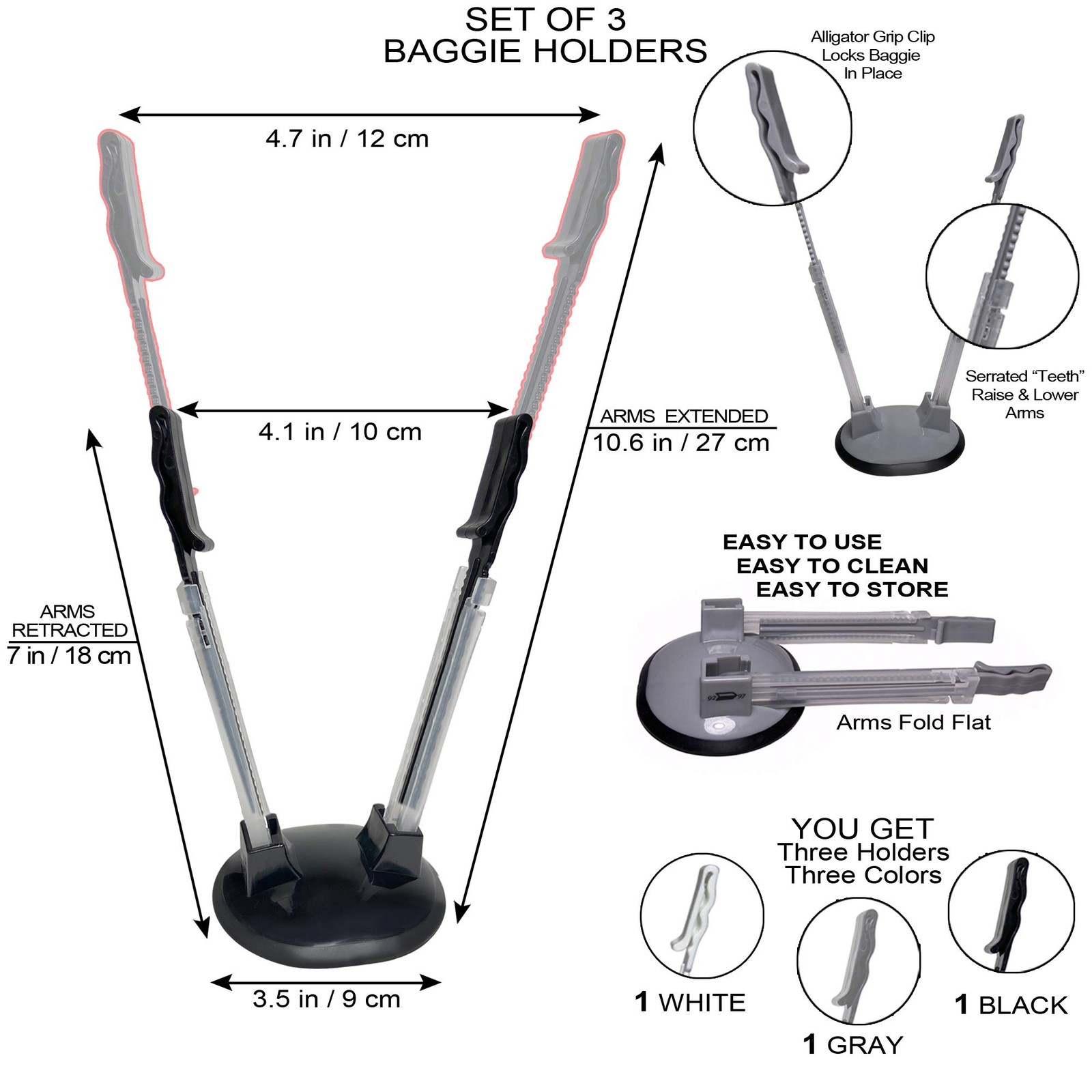 3 Pack Baggy Rack Holder for Meal Prep, Compatible Ziplock Bag Storage Organi...