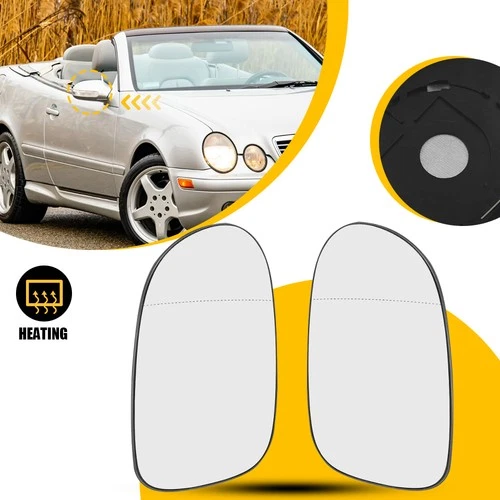 Mirror Glass For 1998-2002 Mercedes Benz CLK320 Heated Driver & Passenger Side