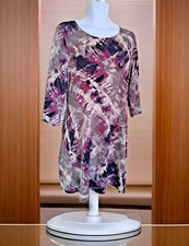 Honeyme Swing Dress XL Purple Abstract Print Pullover 3/4 Sleeve Casual Stretch