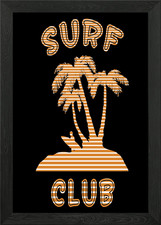 Quadro Surf Club Surfisti Spiaggia Incorniciato Wall Art Poster Stampa su Tela