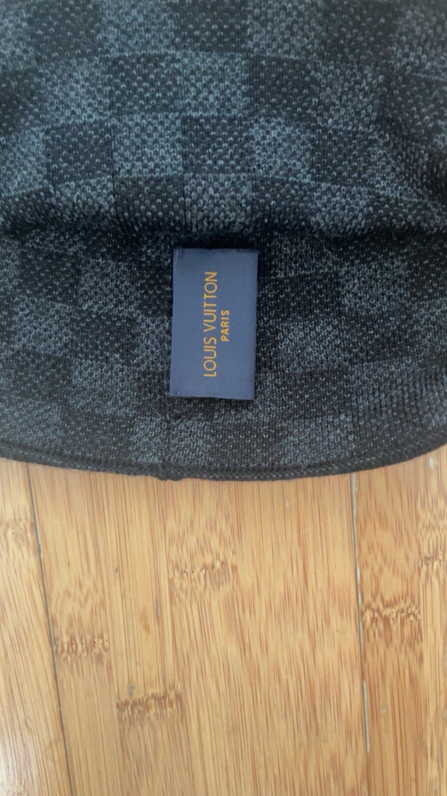 Louis Vuitton Men's Grey/Black Petit Damier Beanie (rare Good Condition) image 3