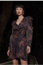 Farm Rio Women’s Sequin Toucans Long Sleeve Wrap Mini Dress size S NWT $235