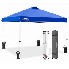 Pop Up Canopy Tent with Wheeled Carry Bag, 8 Stakes, 4 Ropes, 4 Weight Bags, ...
